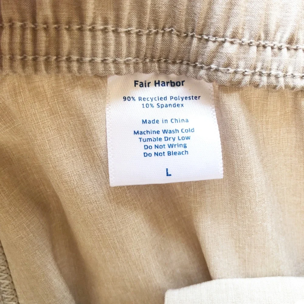 Fair Harbor Pants Mens Large One Pant Khaki Tan Stretch Straight Leg Chino